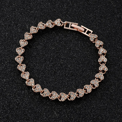 Luxury Roman Crystal Bracelet Rose Gold & Silver Jewelry for Women