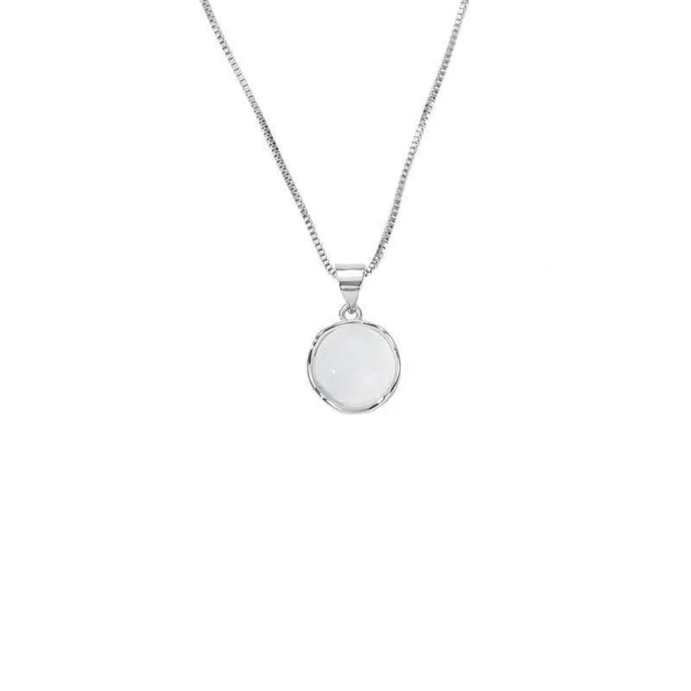 Silver Oval Aquamarine Pendant Necklace Luxury Snake Chain Jewelry for Women