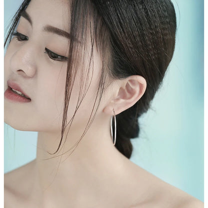 925 Sterling Silver Hoop Earrings Round Circle Studs for Women