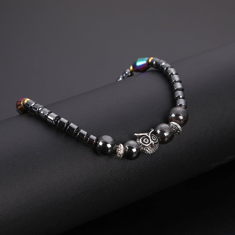 Magnetic Black Owl Bead Anklet European & American Style Foot Jewelry
