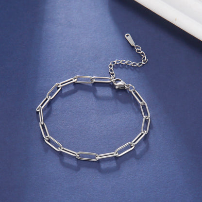 Skyrim Friendship Paperclip Link Chain Women Girls Stainless Steel Gold Color Bracelets 2025 Minimalist Jewelry Valentine Gift