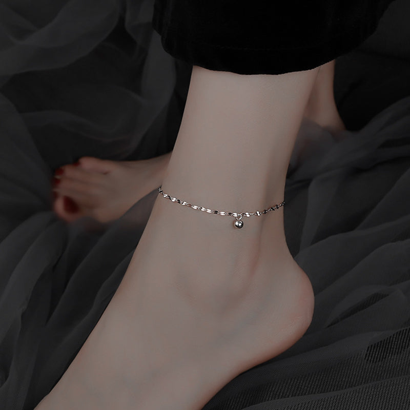 Minimalist Silver Beads Anklet for Women Summer Beach Daily Jewelry