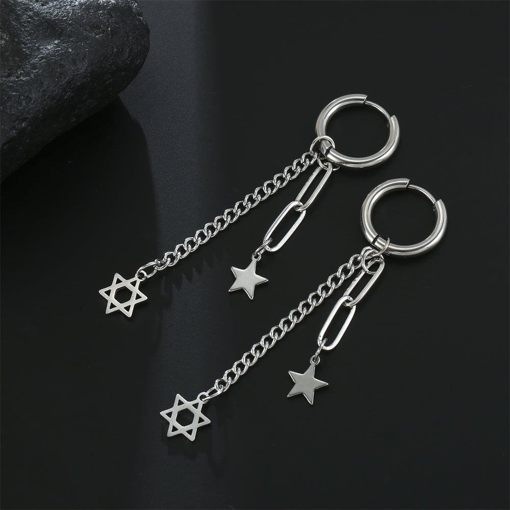 Star of David Drop Earrings Stainless Steel Hexagram Jewelry for Women