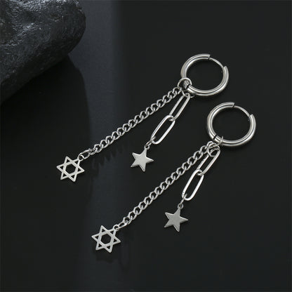 Star of David Drop Earrings Stainless Steel Hexagram Jewelry for Women