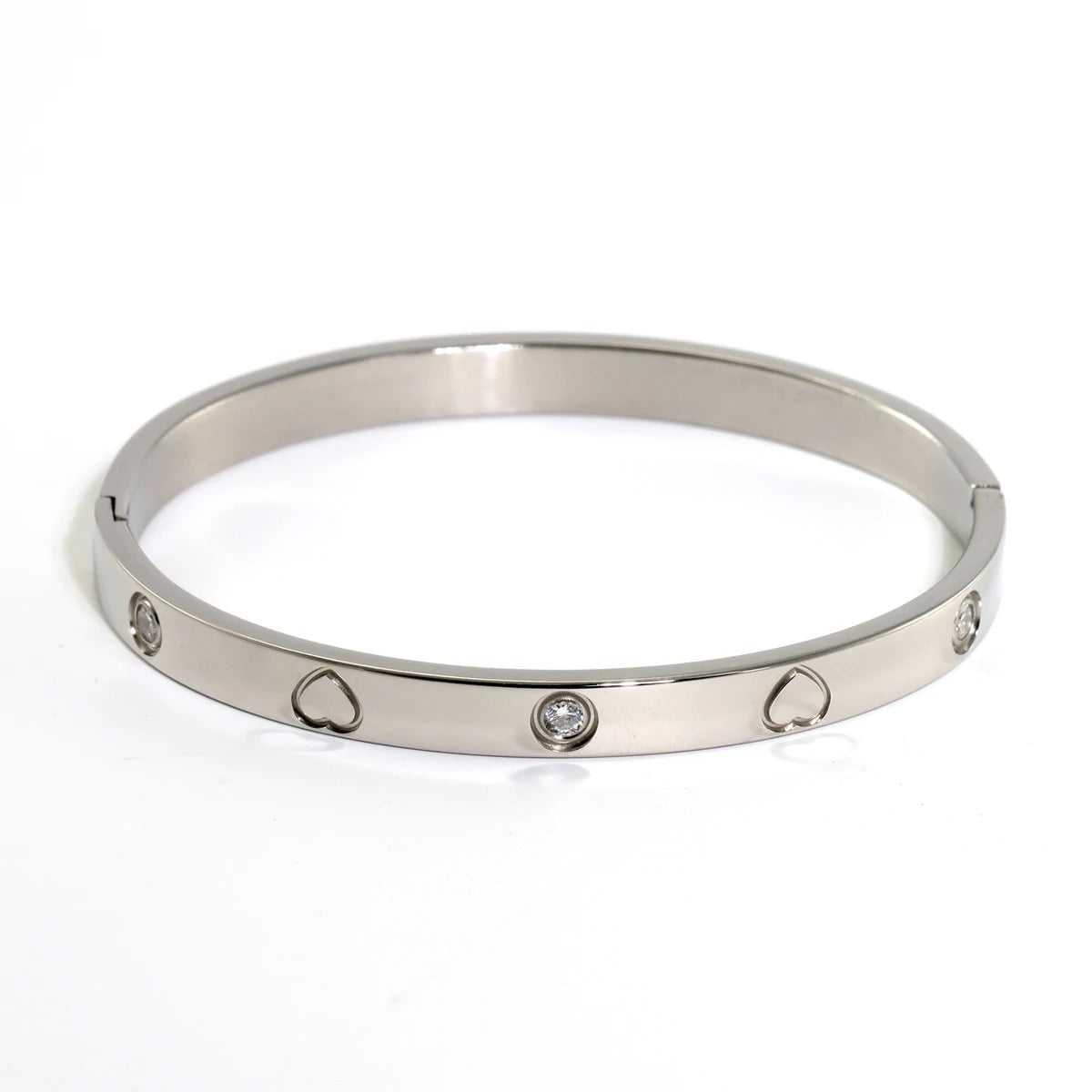 Stainless Steel Love Heart Bracelet Set for Women Daily Wear