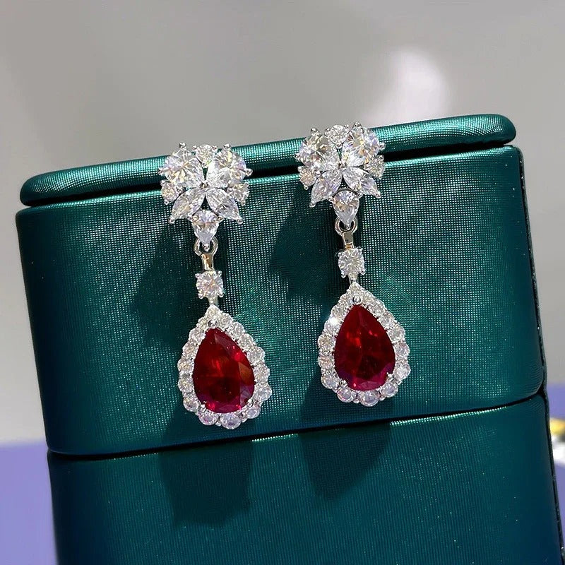 Women’s Red Drop Earrings Creative Attractive Wedding Jewelry Gift