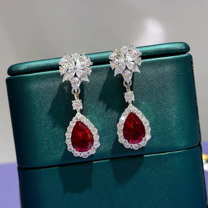 Women’s Red Drop Earrings Creative Attractive Wedding Jewelry Gift