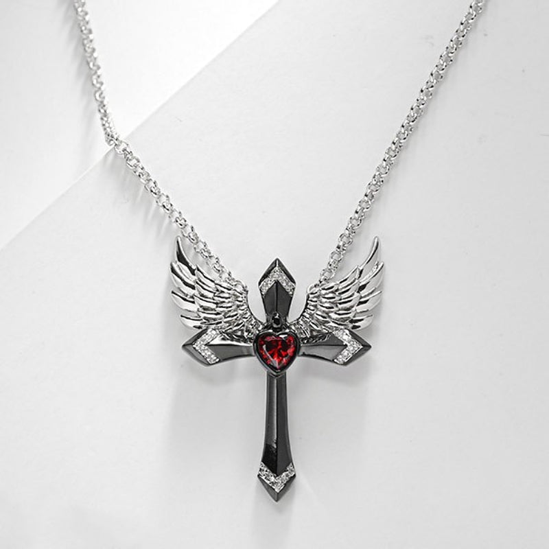 Classic Angel Wings Pendant Necklace with Cross for Women Jewelry Gift