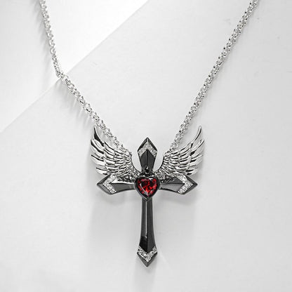 Classic Angel Wings Pendant Necklace with Cross for Women Jewelry Gift