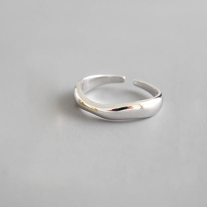 XIYANIKE Silver Color Irregular Wave Rings Trendy Simple Geometric Handmade Jewelry for Women Couple Size 17mm Adjustable