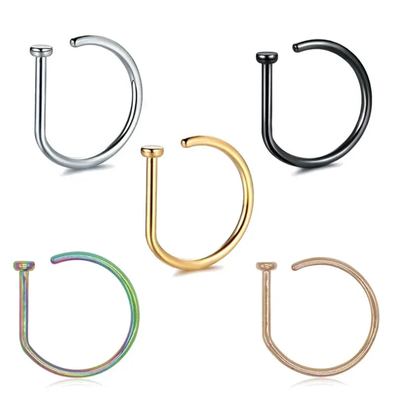 Fake Piercing Nose Ring Punk Stainless Steel Septum Jewelry