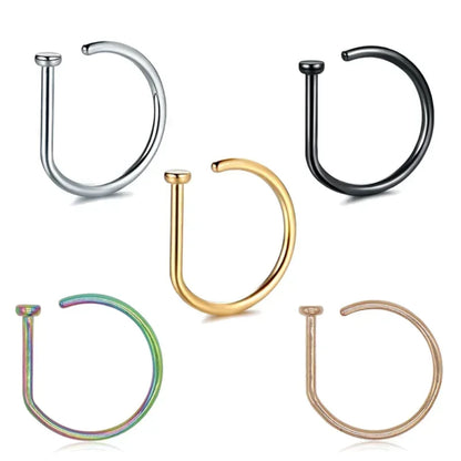 Fake Piercing Nose Ring Punk Stainless Steel Septum Jewelry