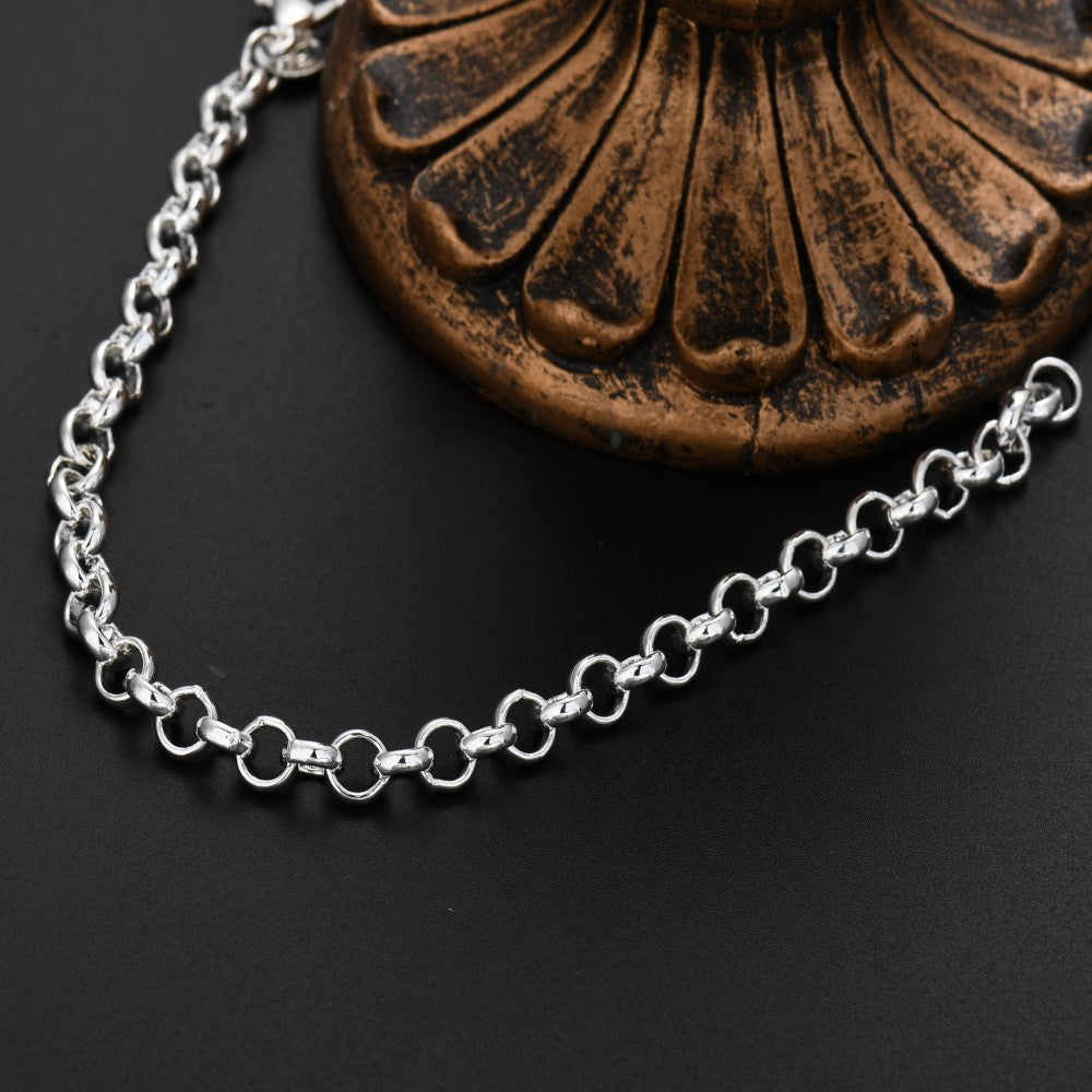 Cute Silver Chain Bracelet 4mm Circle Link Jewelry Gift for Wedding & Party