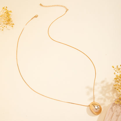 Long Chain Necklace with Elliptical Ball Pendant for Women