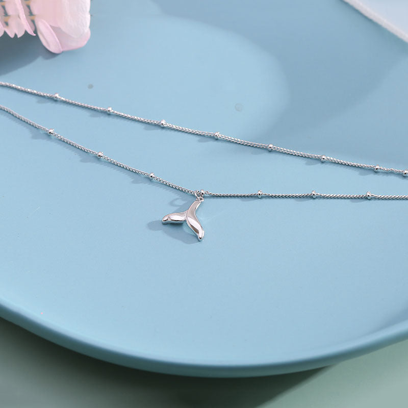 925 Sterling Silver Fishtail Double-Layer Anklet Jewelry for Women