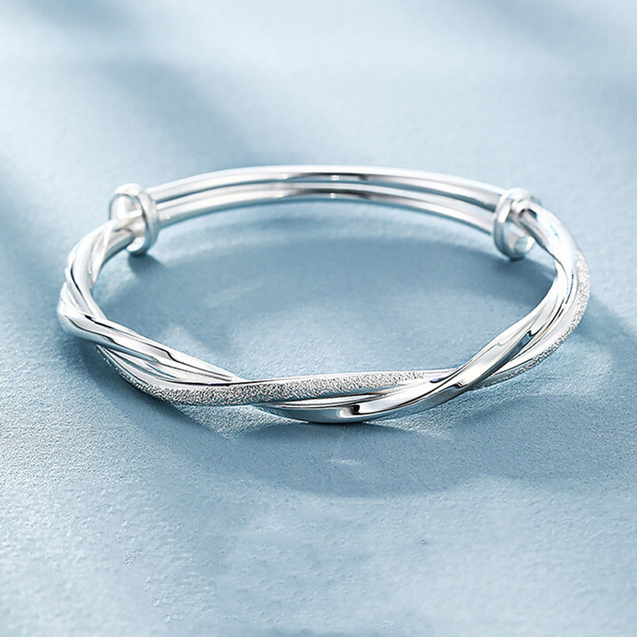 925 Sterling Silver Weave Bracelet for Women Adjustable Party Jewelry
