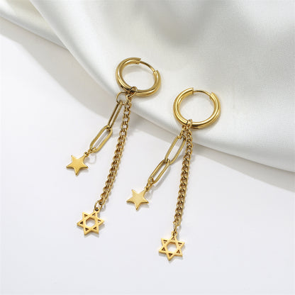 Star of David Drop Earrings Stainless Steel Hexagram Jewelry for Women