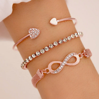 3-Piece Love Opening Bracelet Set Creative Retro Lucky 8 Design