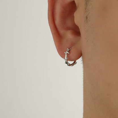 Punk Silver Color Thorns Hoops Earrings for Women Men Teens Ear Buckle New Fashion Trendy Party Jewelry Aesthetic Accessories