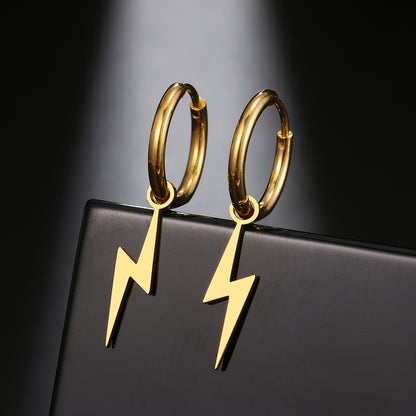 Stainless Steel Earrings New Lightning Plated Hoops Earrings 2022 Trend Charm Earrings For Women Jewelry Party Best Gifts