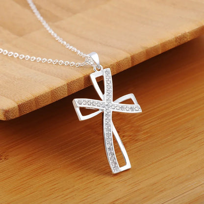 925 Sterling Silver Cross Pendant Necklace 45cm Women’s Jewelry