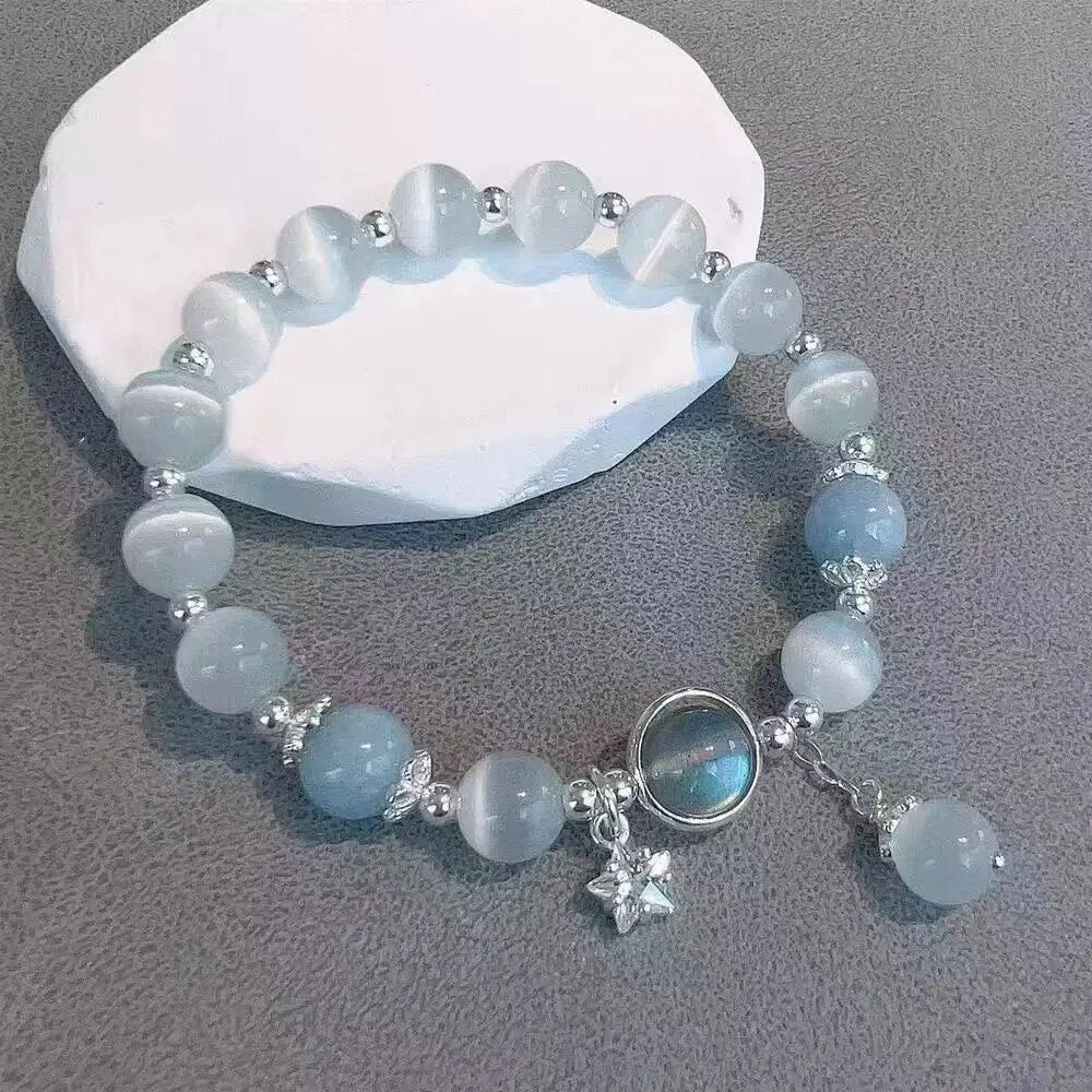 Cat’s Eye Moonstone Star Elastic Bracelet Light Luxury Women’s Jewelry