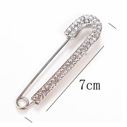 Large Safety Pin Brooch Vintage Crystal Rhinestone Pin for Women