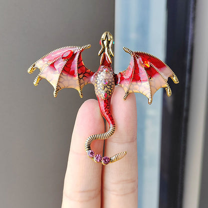 Enameled Dragon Brooch with Diamonds Custom Animal Pin Europe USA