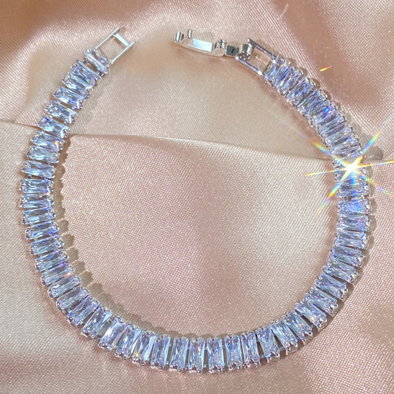 Korean Style Rectangle Zirconia Tennis Bracelet Gold Women’s Jewelry