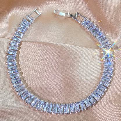 Korean Style Rectangle Zirconia Tennis Bracelet Gold Women’s Jewelry