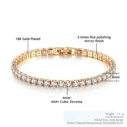 4mm Cubic Zirconia Tennis Bracelet Iced Out CZ Chain for Men & Women