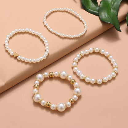 Pearl Love Bracelet Set 4-Piece Elegant Women’s Jewelry