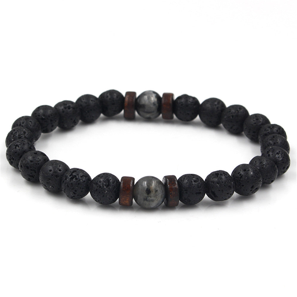 Volcanic Stone Lava Bracelet Wooden Beads Tibetan Buddha Jewelry