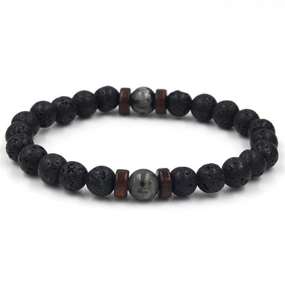 Volcanic Stone Lava Bracelet Wooden Beads Tibetan Buddha Jewelry