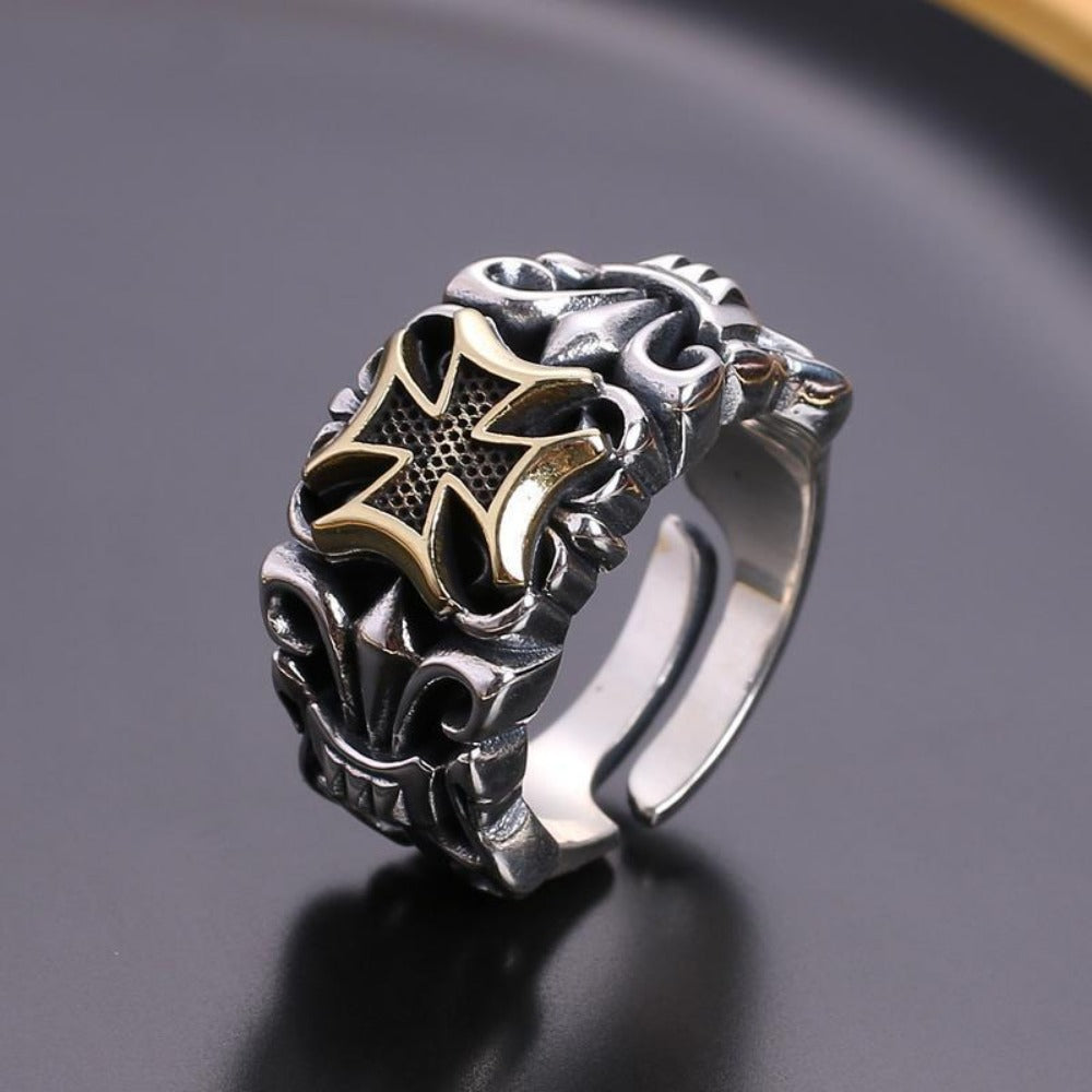 Punk Large Cross Ring Adjustable Gothic Street Jewelry for Men
