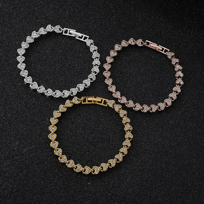 Luxury Roman Crystal Bracelet Rose Gold & Silver Jewelry for Women