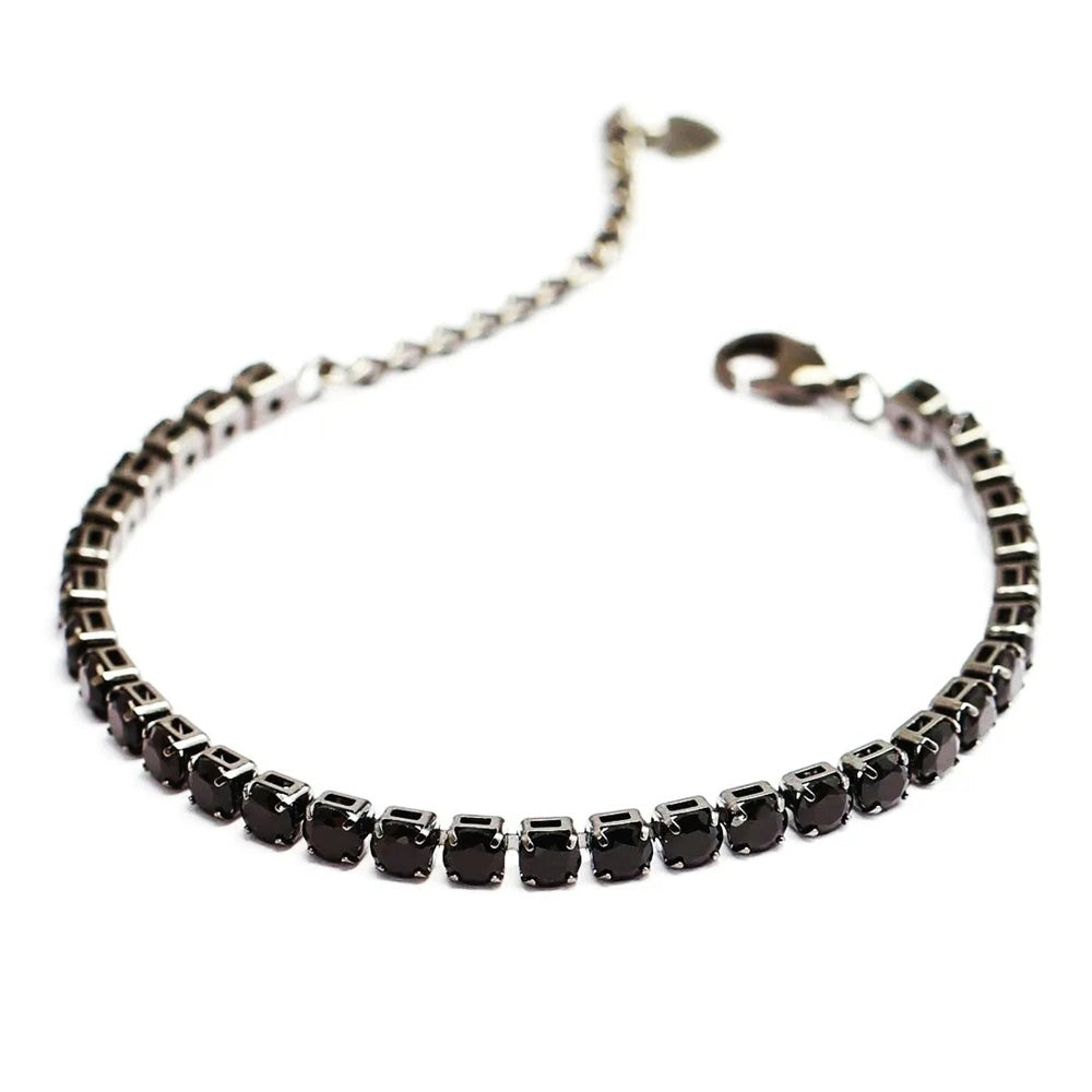 Unisex Punk Link Chain Bracelet Stainless Steel & Zircon Tennis Design