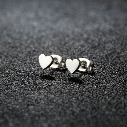 1 Pair Korean Sweet Heart Stainless Steel Stud Earrings Women’s Jewelry Gift