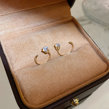 10mm Round Hoop Zircon Earrings for Women – Simple Daily Copper Jewelry