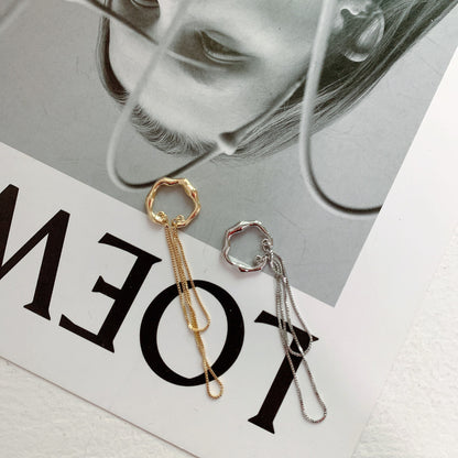 Goth Gold Silver Color Letter C Earcuff Tassel Chain Ear Cuff Fake Piercing Faux Earrings for Women Korean Fashion Clips Jewelry