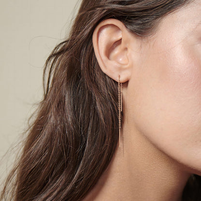 Long Threader Earrings for Women, Thin Linear Earring,Stainless Steel Chain Drop Ear Line , Fashion Korean Jewelry