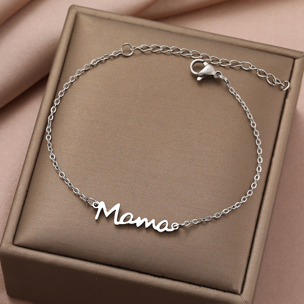 Stainless Steel Mama Letter Bracelet Fashion Charm Jewelry for Women