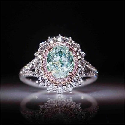 Luxury Silver Pink Zircon Multicolor Stone Ring for Women Wedding Jewelry