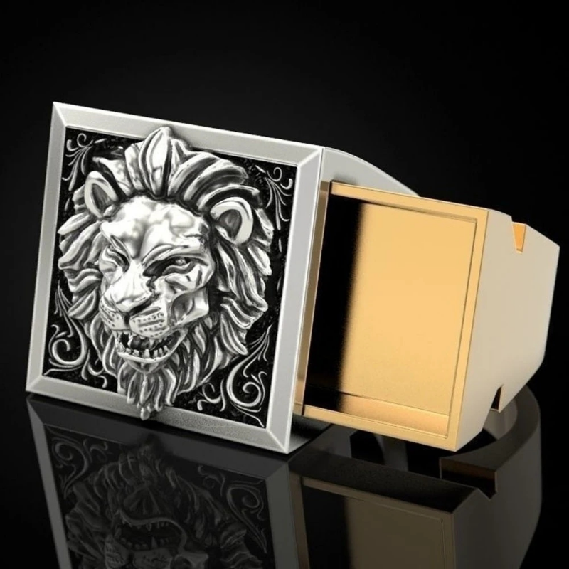 Punk Lion Head Men’s Ring Creative Statement Jewelry for Friendship