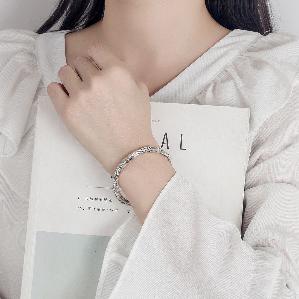 925 Sterling Silver Geometric Open Bracelet Luxury Women’s Jewelry