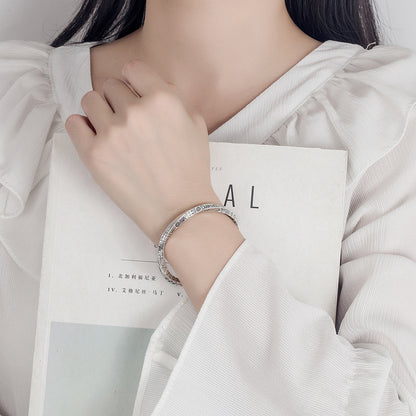 925 Sterling Silver Geometric Open Bracelet Luxury Women’s Jewelry