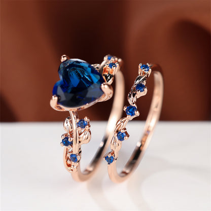 Heart Stone Ring Set Rose Gold Women’s Bridal & Wedding Jewelry