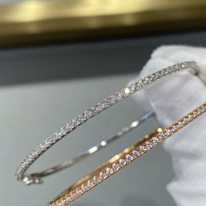 925 Sterling Silver Gold Diamond Bangle for Women Wedding Jewelry 6cm