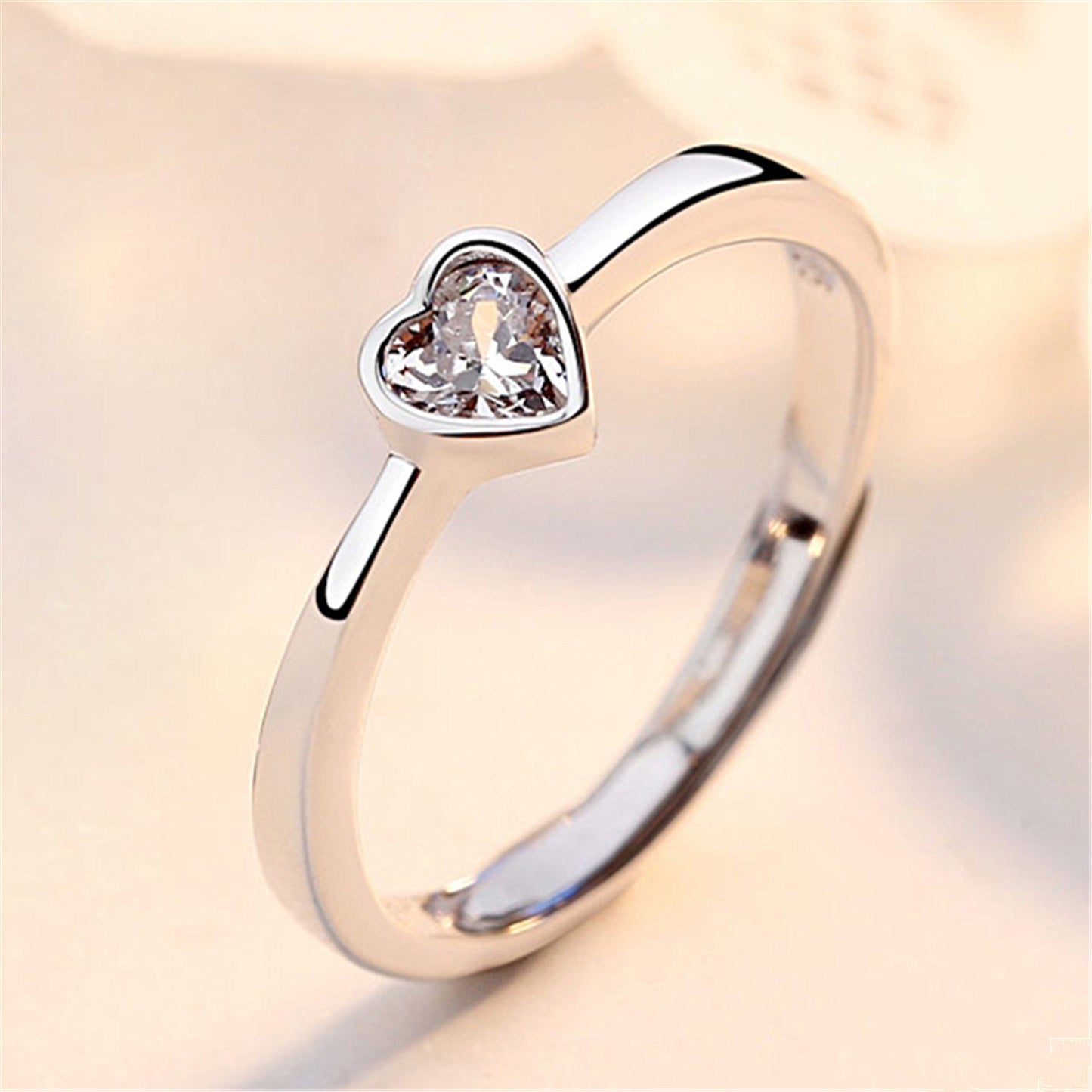 2-Pcs Zircon Heart Couple Rings Forever Love Wedding Jewelry for Men & Women