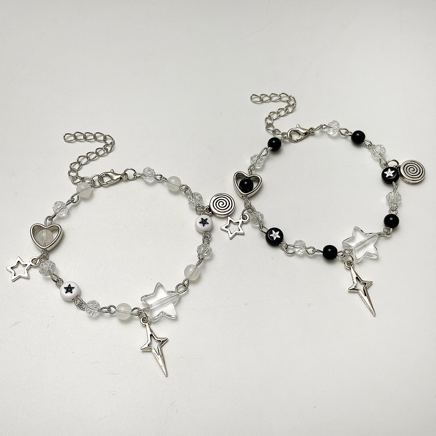 Y2K Beaded Couple Bracelets Heart & Star Handmade Friendship Jewelry